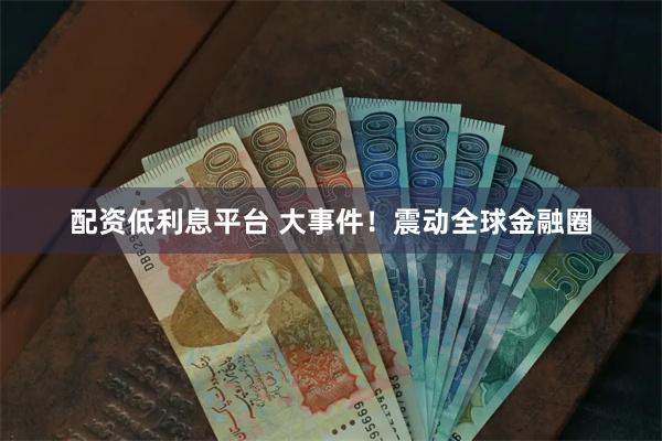 配资低利息平台 大事件！震动全球金融圈